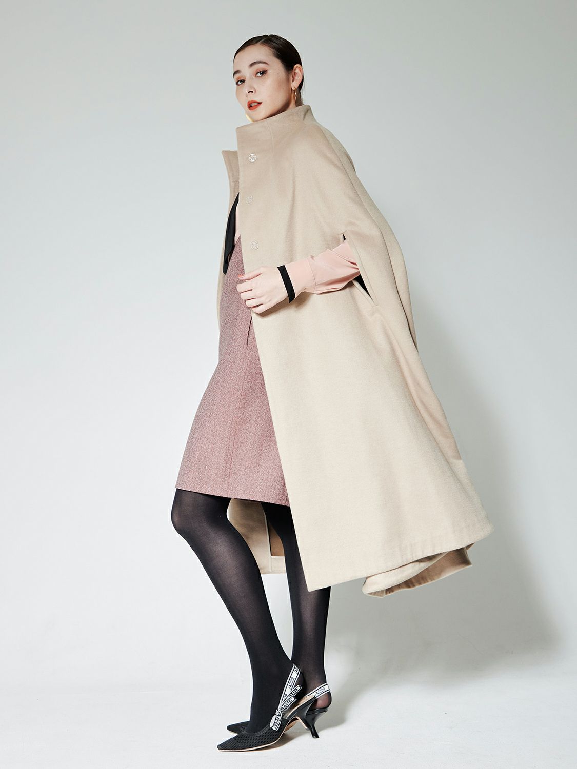 beige cape coat